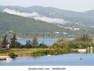 The Smoke Is Coming Behind The Mountain In Montego Bay City (Jamaica).