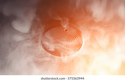 Smoke Detector Of Fire Alarm In Action