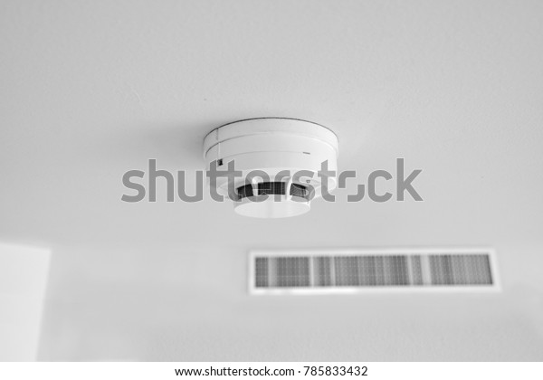 Smoke Detector Mounted On Ceiling Hospital Stock Image