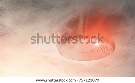 Smoke detector mounted on roof in apartment Stock photo © 