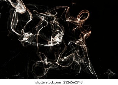 Smoke effect texture. Isolated background. Black and dark backdrop. Smokey fire and mistic effect. Spirit wave. Photo realistic mist stock image.