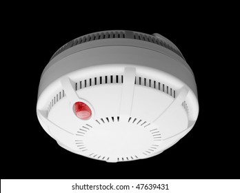 Smoke And Fire Detector Part Of Fire Alarm System Isolated On Black