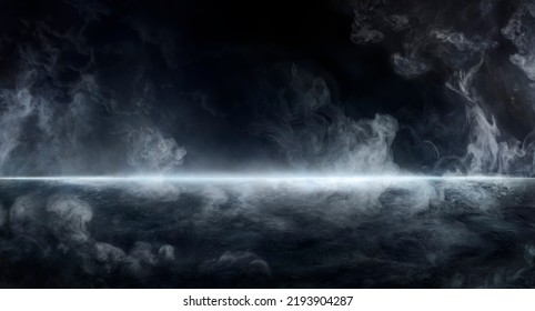 Smoke And Fog On Asphalt In Black Defocused Background - Halloween Backdrop - Shutterstock ID 2193904287