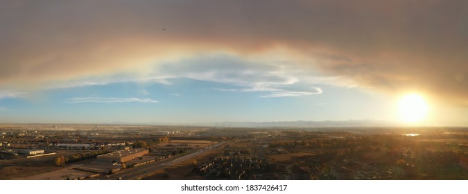 Smoke From Forest Fires In Commerce City Colorado W/ Sunset (looking West And South)