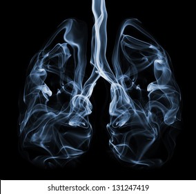 Smoke Formation Shaped As Human Lungs. Illustration Of Smokers Lungs Which Could Be Used In Non-smoking Campaigns Or Lung Cancer Campaigns.