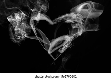 Smoke Heart Shape In The Dark.