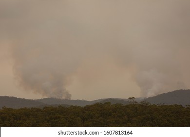 Smoke From A Large Bushfire In The Blue Mountains In Australia