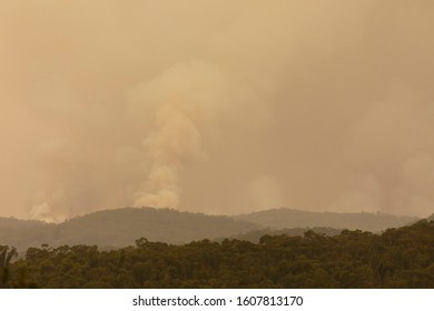 Smoke From A Large Bushfire In The Blue Mountains In Australia