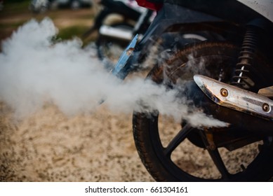 Smoke From A Motorcycle Exhaust