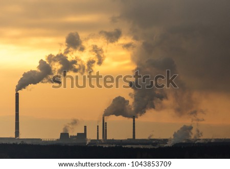 Smoke from the pipes in the factory