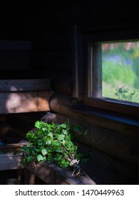 Smoke Sauna And A Birch Whisk Waiting For Use