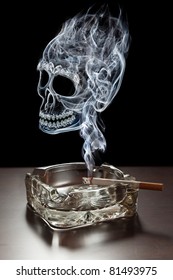 Smoke Skull Rising From A Cigarette.