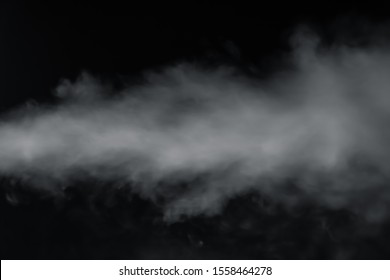 Smoke Spray Spit From Left Side On Black Background.