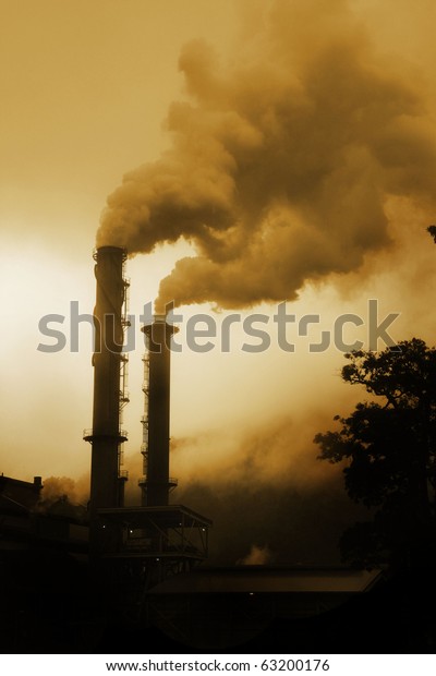 smoke from smoke\
stack representing\
pollution