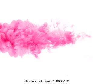 Smoke Texture. Pink Smoke Cloud Isolated On White Background. Color Explosion