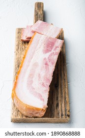 Smoked Bacon, Whole Slab On White Background.