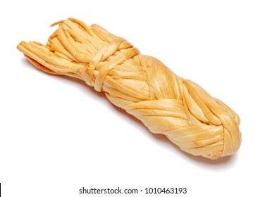 Smoked Braided Cheese On White Background