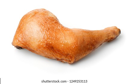 Smoked Chicken Leg Quarter Isolated On White