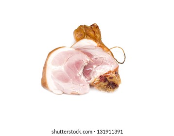 Smoked Christmas Leg Ham Isolated On White