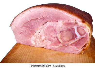 Smoked Christmas Leg Ham Isolated On White