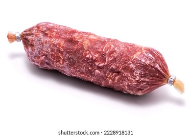 Smoked dry Salami sausage isolated on white background - Shutterstock ID 2228918131