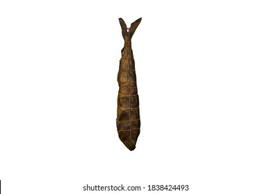 
Smoked Fish Hanging On A White Background