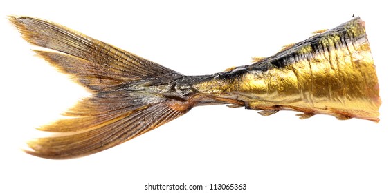 Smoked Fish Tail Isolated On White