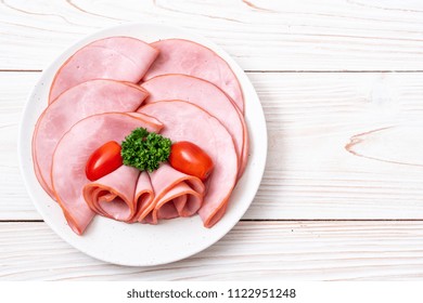 Smoked Ham Sliced On Plate