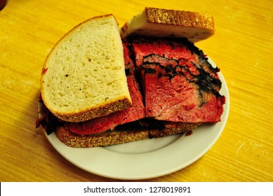 Smoked And Hand Carved Hot Pastrami Sandwich