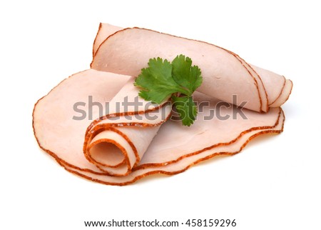 Smoked meat slices - ham on white Сток-фото © 