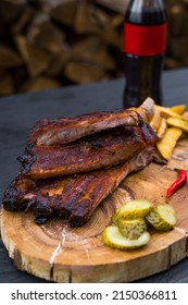 Smoked Pork Ribs Texas Bbq With Barbecue Sauce