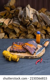 Smoked Pork Ribs Texas Bbq With Barbecue Sauce