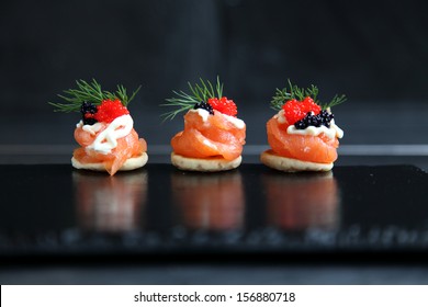 Smoked salmon canapes - Shutterstock ID 156880718