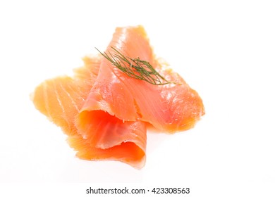 Smoked Salmon Isolated On White