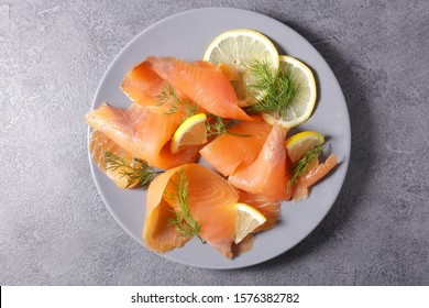 Smoked Salmon With Lemon And Dill, Top View