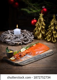 Smoked Salmon On Christmas New Year Eve Table