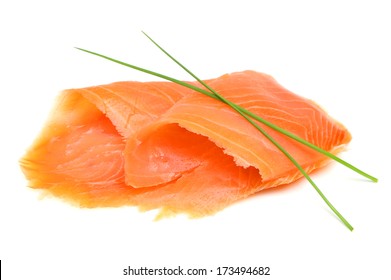 Smoked Salmon On White Background.