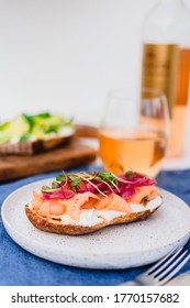 Smoked Salmon Onion Picles And Goat Cheese Crostini, Bruschetta