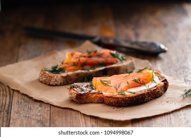 Smoked Salmon Sandwich Appetizer Toasted Bread Stock Photo (Edit Now ...