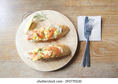 Smoked Salmon And Scrambled Egg On Bread