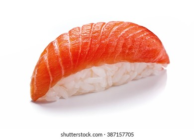 Smoked Salmon  Sushi Isolated On White 