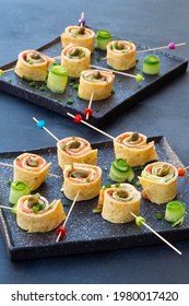 Smoked Salmon Tortilla Rolls (Pinwheels) With Cream Cheese, Cucumber And Capers