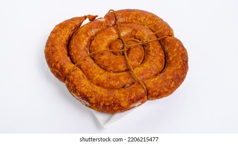 Smoked Sausage Isolated On White