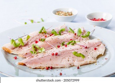 Smoked Trout Fillet With Pink Pepper And Fresh Cress