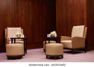 Smoking Area With Some Tables And Chairs In A Cafe.