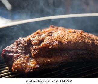 Smoking  Beef Brisket.  Smoked Beef Brisket Using A Charcoal Smoker.  