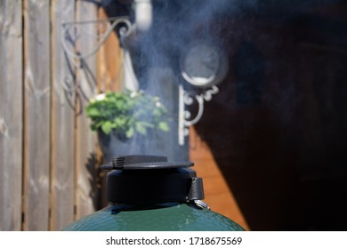 Smoking chimney from a BGE barbeque bbq with temperature sensor