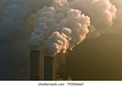 Smoking Chimney Of A Coal Power Plant