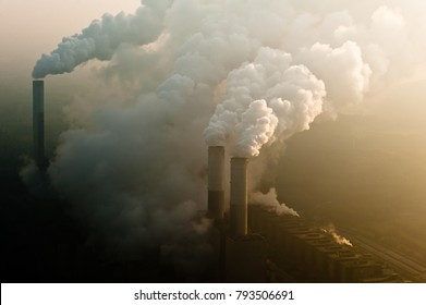 Smoking Chimney Of A Coal Power Plant