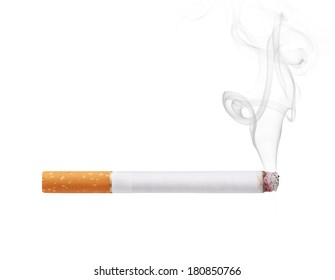 Smoking Cigarette Isolated On White Background 